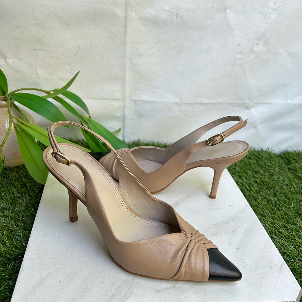 DELILAH
MID HEEL LEATHER
SLING BACK COURT
SHOES Nude size 38 US 8